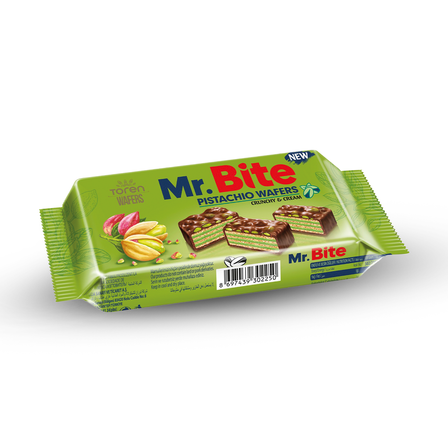 Mr.Bite Chocolate Coated Wafer With Pistachio Cream