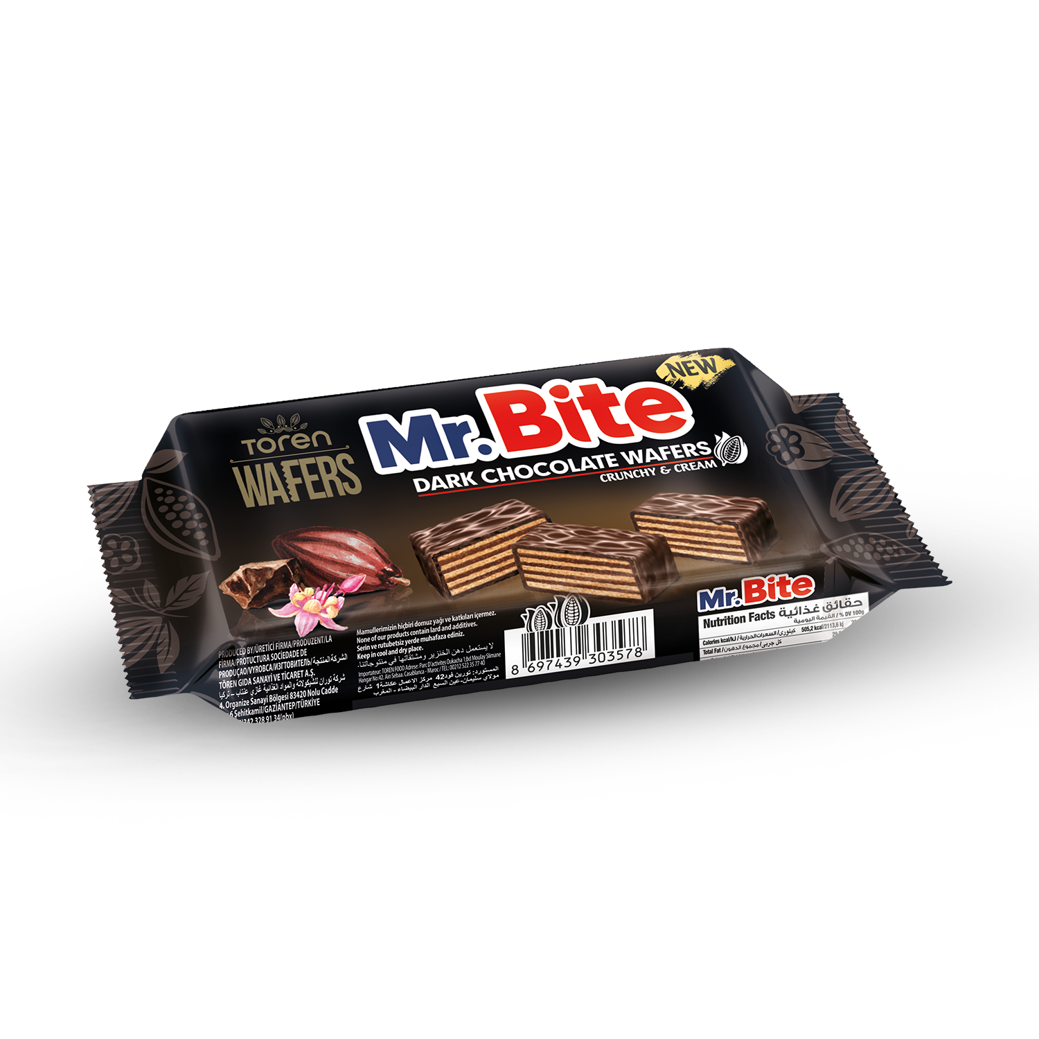 Mr.Bite Dark Chocolate Coated Wafers With Cocoa Cream